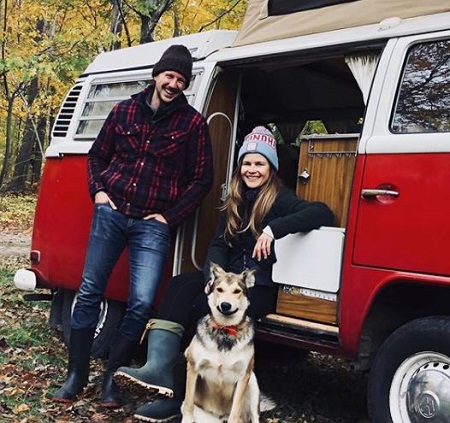 Caroline and Mike Palmer with their pet dog Tobias.