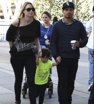 Michael Peña With His Wife Brie Shaffer And His Child Roman Pena
