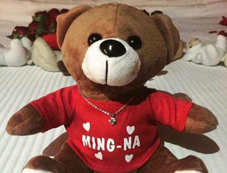 The teddy also wore a shirt with Wen's name on it