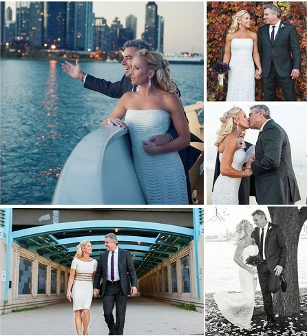 Cara Knights And Her Husband Christopher Knight At Their Wedding Ceremony. exchanging wedding vows in the middle of the sea.