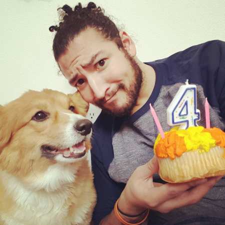 Uberhaxornova aka James Wilson with his pet dog, Ein. Know more about Wilson's dating life with his long time girlfriend, Hannah.