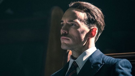 Sam Claflin as Sir Oswald Mosley, a fascist politician in Peaky Blebers (series 5)