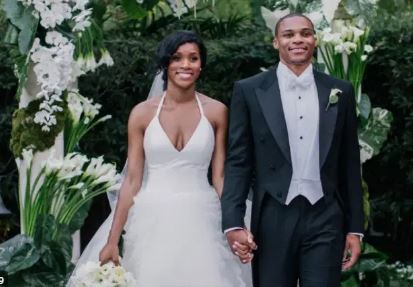 Nina Earl With Her Husband Russell Westbrook At Their Wedding Ceremony