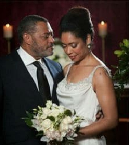 Laurence Fishburne and his ex-wife Gina Torres at their Marriage Day on September 22, 2002