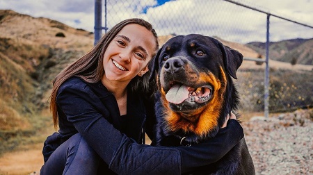 Kaycee Rice with her dog named Kino