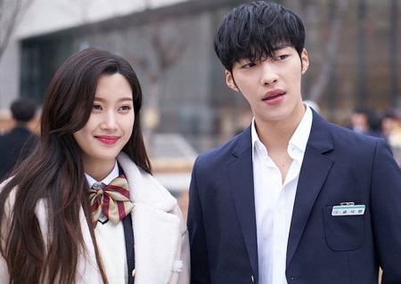 The actor Woo Do-Hwan with his Tempted co-star Moon Ga-Young.