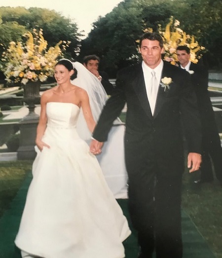 Chris Fowler and His Wife, Jennifer Dempster During Their Wedding Ceremony