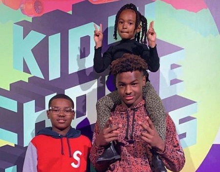 Bryce Maximus James (left) with his elder brother Bronny James and younger sister Zhuri Nova James.