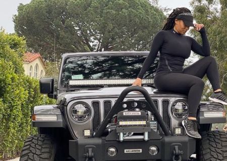 Melyssa with her jeep wrangler.