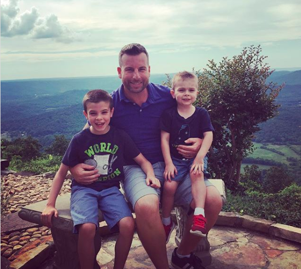 Congdon with his two sons, Asa and Finnegan.