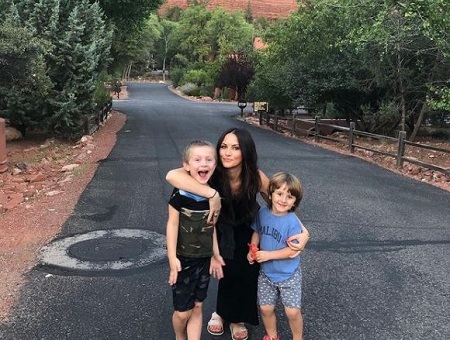 Christina McLarty With Her Sons, Charlie and Augustus Arquette