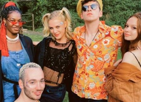 Sadie Soverall (r) with her co-stars/friends from Fate: The Winx Saga