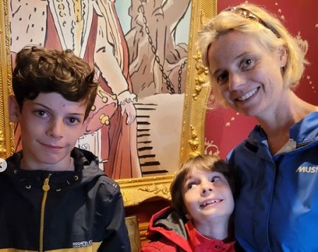 Sarah Keith-Lucas with her sons Leo Sutton (left) and Oscar Sutton (middle).