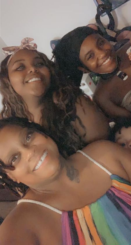 She feels happy and joy with her family. 