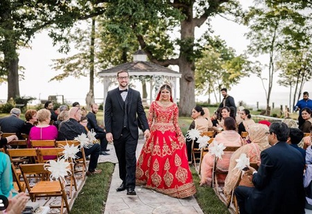 Homa Bash and her husband Daniel Ball's on their big day.
