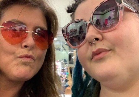 Sue Aikens with her daughter.