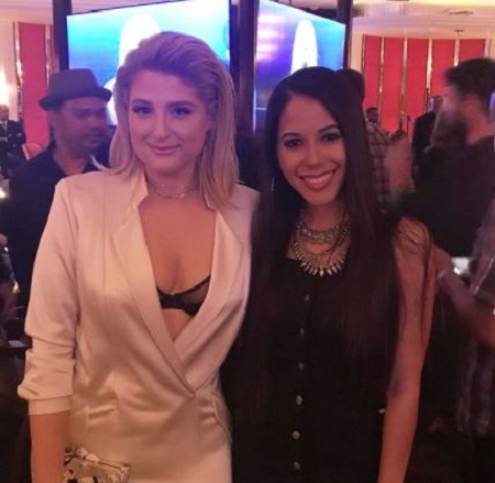 The Four: Battle for Stardom (season 1) contestant Elanese Lansen with the judge Meghan Trainor. 