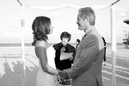 Janine Stanwood and her husband exchanging their vows.