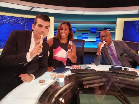 Bardon is having ice-cream party with the crew of Local 10 News station. Who is Brandon's wife?