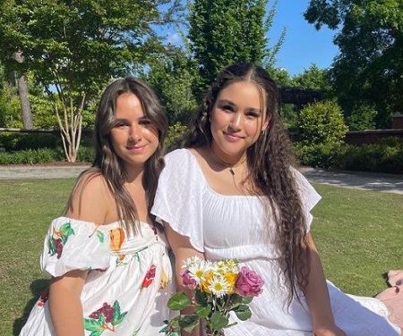 Gracie Haschak (right) with her friend Reese Kolkana.