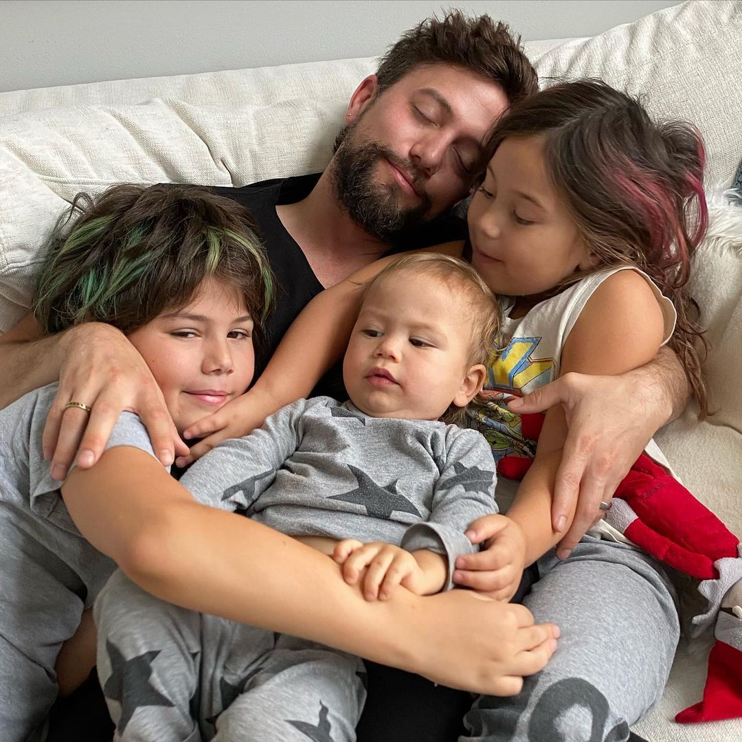 Presley Bowie Rathbone with her dad and siblings.