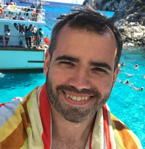 The weatherman, Ben enjoying his holiday at Antipaxos Island.