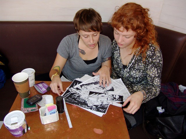 Saiya Miller and Eugene Lang working on the project