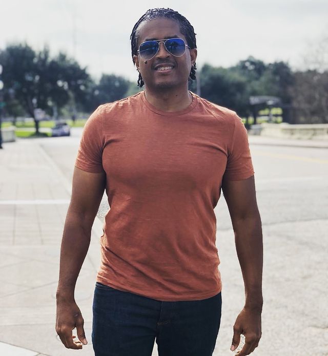 Pictures of Larron Tate in open surroundings.