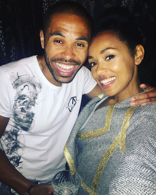 Picture of Melanie Liburd with her brother Leon Liburd wearing grey color dress