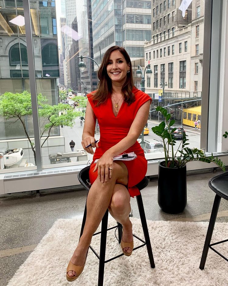 Rosanna having a good time wearing beautiful red dress