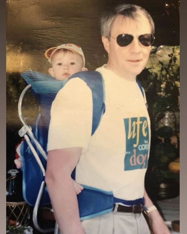 Childhood picture of Eliza Butterworth with her father.