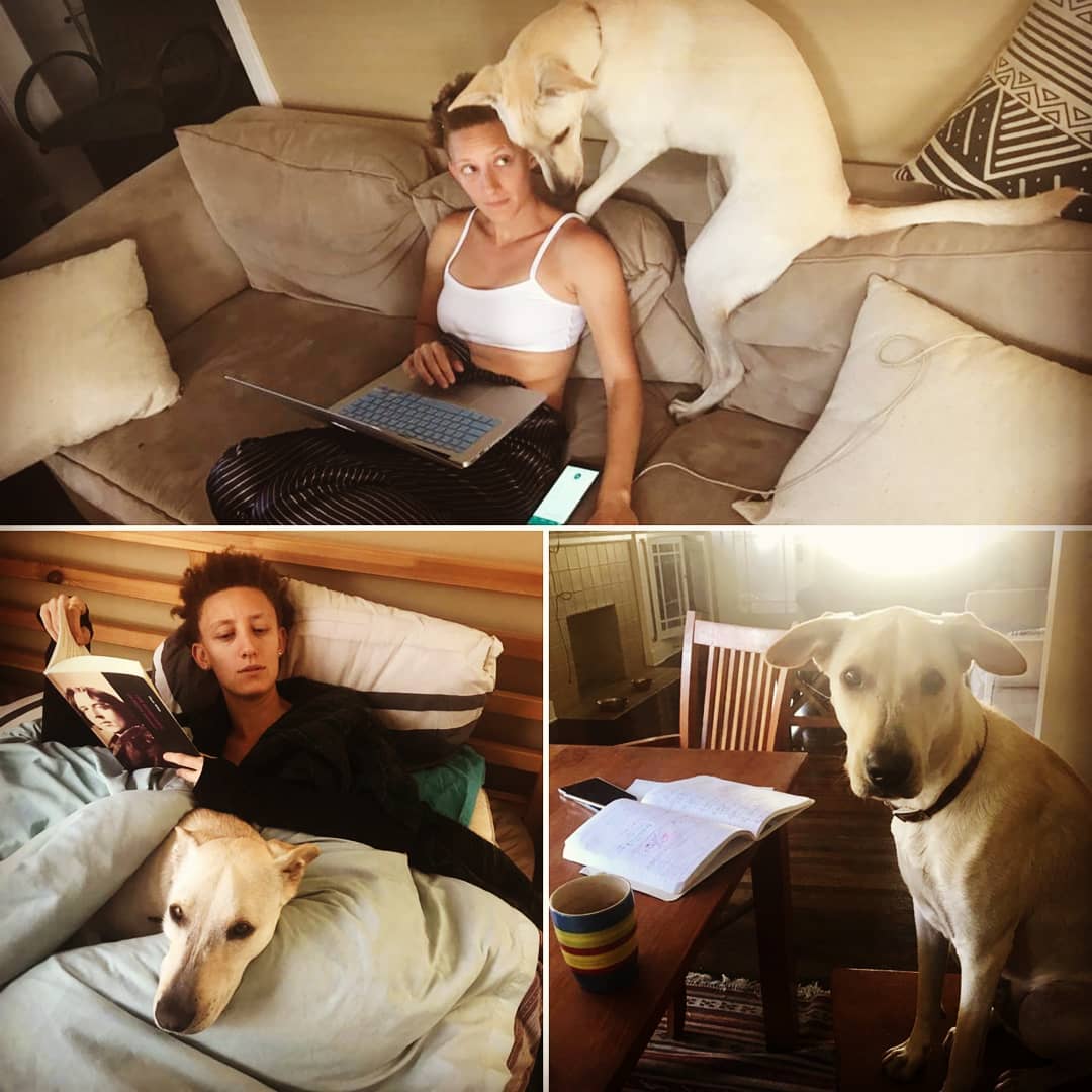 Picture of Maya Eshet and her dog Garbanzo