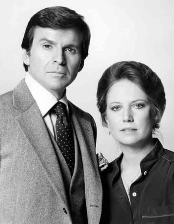 Black and white portrait of Leslie Charleson and her ex-huband William G. Demms aka Bill Demms