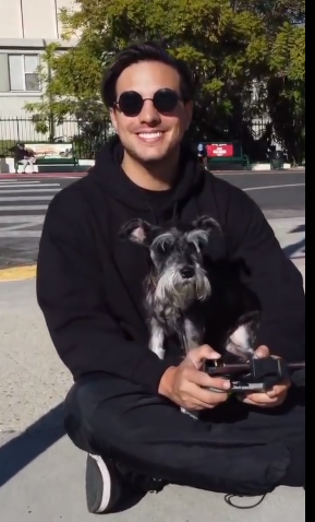 Vadhir Derbez posing with his pet Nala for a photo shoot. 