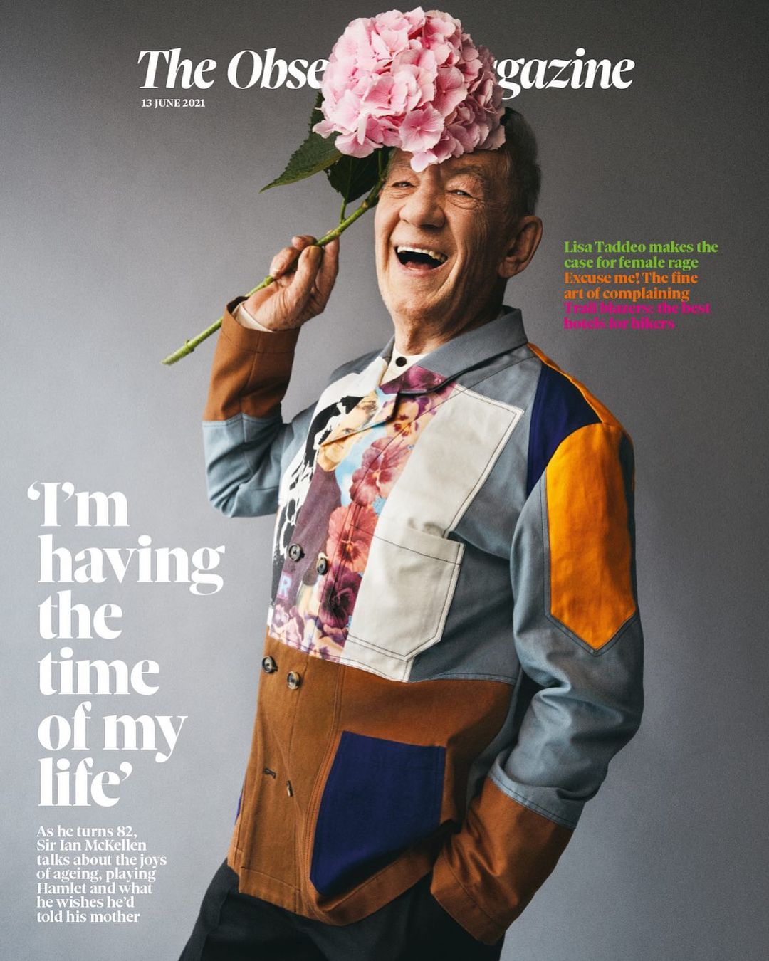 Ian McKellen on the cover of The Observer Magazine. 