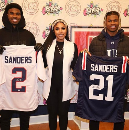 Dieodra Sanders with her brothers Shilo Sanders and Shedeur Sanders.