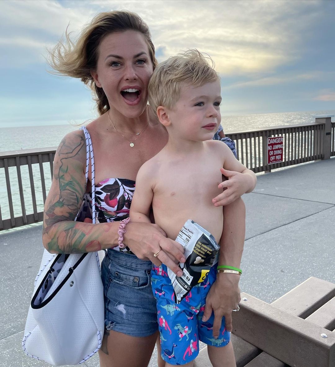 Christmas Abbott with her son  Loyal Atticus Abbott. 