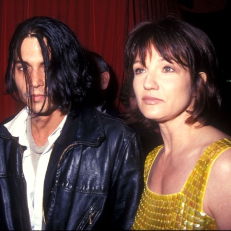 Ellen Barkin with her former romantic partner Johnny Deep.