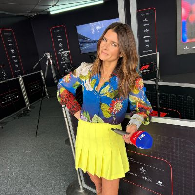 Danica Patrick working as a commenter on Sky Sports.